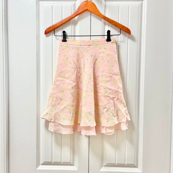 Vintage Misselleci Les Copains Floral Tiered Skirt Pink – Size 0 - Picture 1 of 8